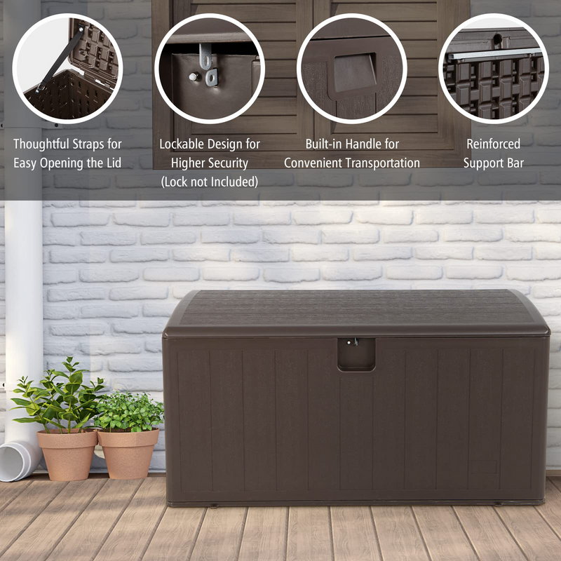 Load image into Gallery viewer, Goplus 105 Gallon Deck Box, Extra Large Resin Storage Box with Lockable Lid for Cushions & Patio Furniture - GoplusUS