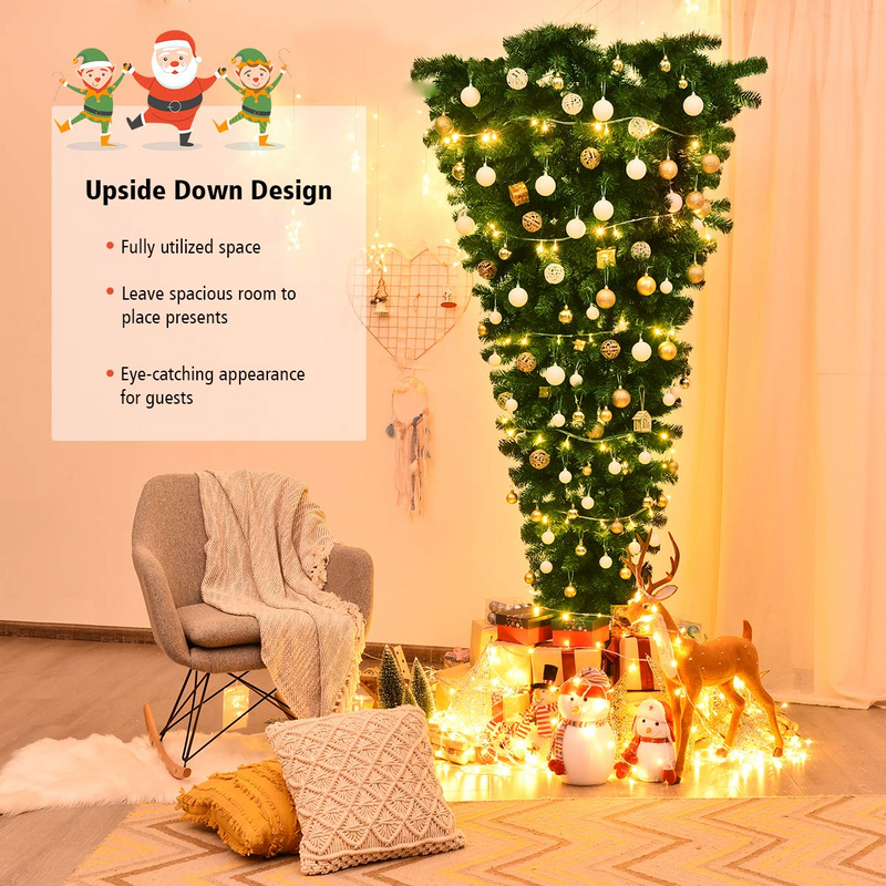 Load image into Gallery viewer, Goplus 7FT Upside Down Tree, Artificial Christmas Tree with Metal Stand - GoplusUS