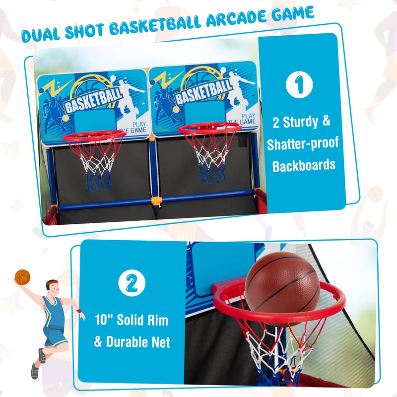 Load image into Gallery viewer, Goplus Kids Basketball Arcade Game, Dual Shot Basketball Game for 2 Players with 4 Balls & Inflation Pump - GoplusUS