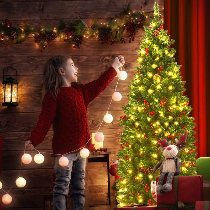 Load image into Gallery viewer, Goplus Pre-Lit Pencil Christmas Tree - GoplusUS