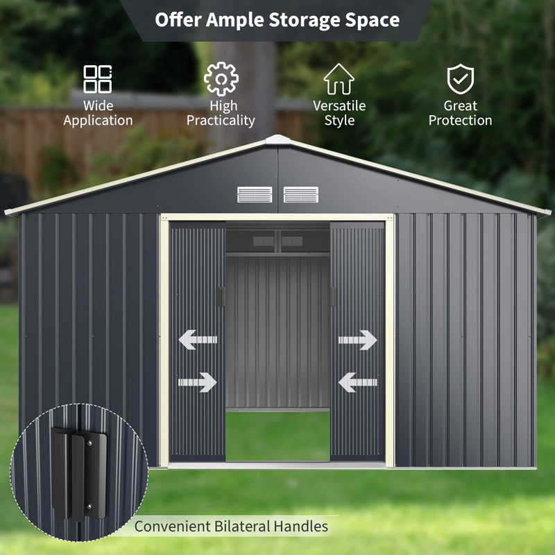 Load image into Gallery viewer, Goplus Storage Shed, Metal 11' X 10' Outdoor Building Organizer - GoplusUS