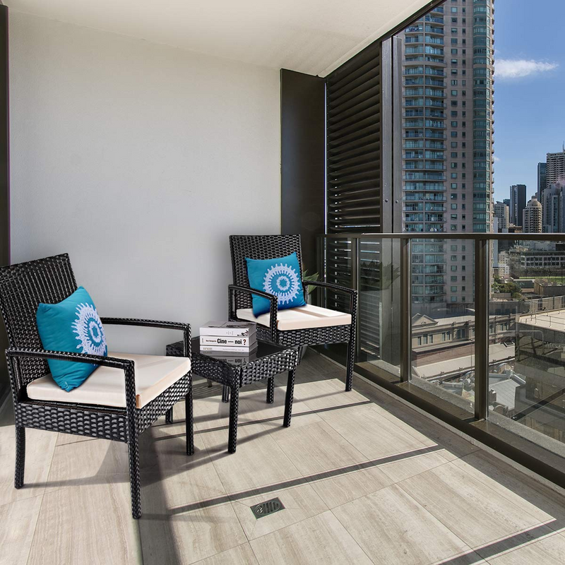 Load image into Gallery viewer, Goplus Rattan Furniture Set for Outdoor Patio Backyard Garden, 3-Piece Wicker Conversation Set - GoplusUS