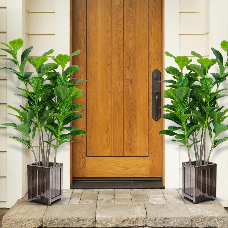 Load image into Gallery viewer, Goplus Fake Fiddle Leaf Fig Tree, 2-Pack 51'' Tall Artificial Tree Greenery Plants in Pots W/100 Leaves - GoplusUS