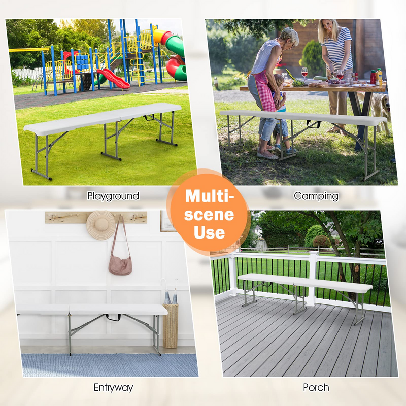 Load image into Gallery viewer, Goplus 6 Feet Plastic Folding Bench, Portable Foldable Bench Seat with 550 lbs Capacity - GoplusUS