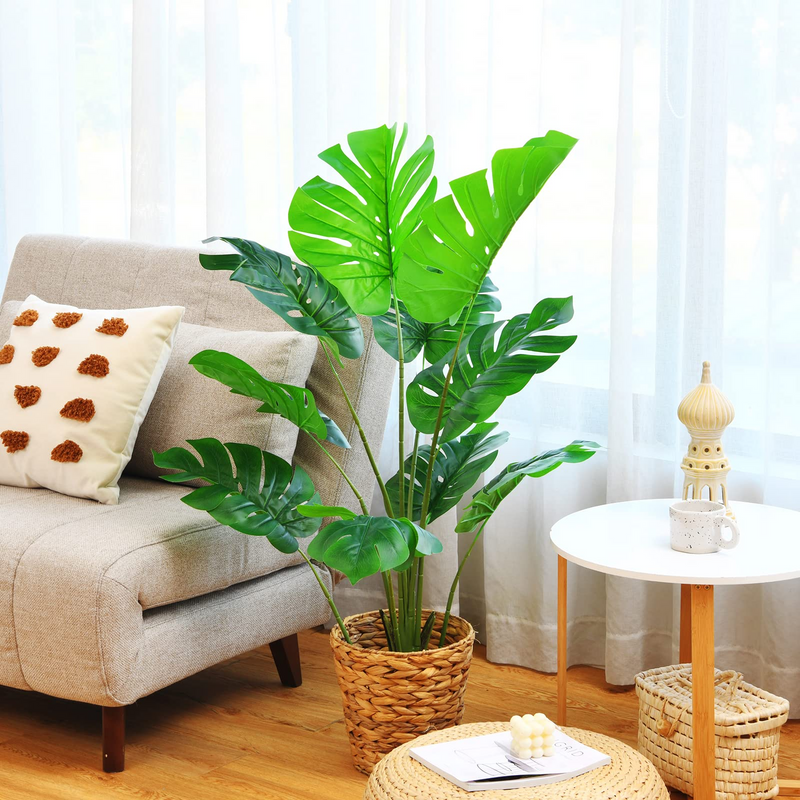 Load image into Gallery viewer, Goplus Artificial Monstera Deliciosa Plant, 4ft Tall Fake Tropical Palm Tree w/10 Pcs Different Turtle Leaves - GoplusUS
