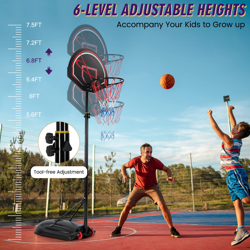 Load image into Gallery viewer, Goplus Portable Basketball Hoop Outdoor, 6.9-8.9 FT Height Adjustable Basketball Stand with 32 Shatterproof Backboard - GoplusUS