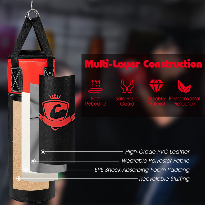 Load image into Gallery viewer, Goplus Punching Bag Set for Kids , Filled Boxing Heavy Bag with Punching Gloves & Hand Wraps - GoplusUS