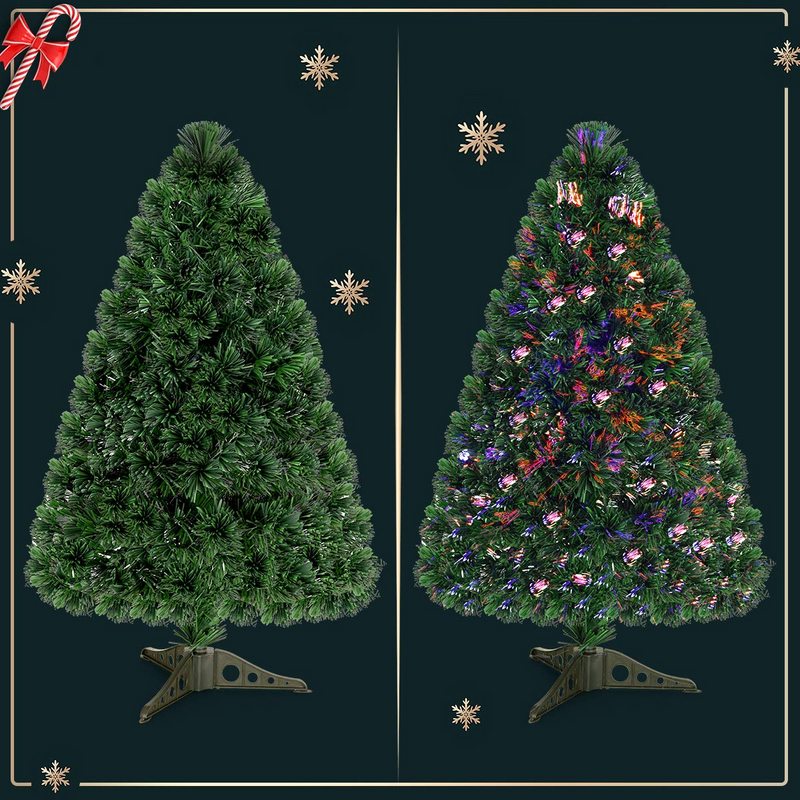 Load image into Gallery viewer, Artificial PVC Christmas Tree Pre-Lit Fiber Optic Tree - GoplusUS