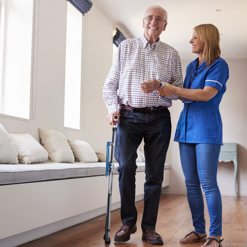 Load image into Gallery viewer, Adjustable Folding Cane Seat, Aluminum Alloy Crutch Chair with LED Light and Retractable 3 Legs - GoplusUS