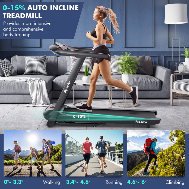 Load image into Gallery viewer, Goplus 4.75HP Folding Treadmill with 15% Auto Incline, Electric Superfit Treadmill w/Voice and APP Control - GoplusUS