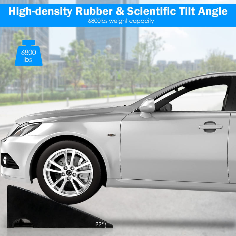 Load image into Gallery viewer, Rubber Curb Ramps, 5" H x 19" W Car Ramp Slope for Driveway Threshold Sidewalk Motorcycle