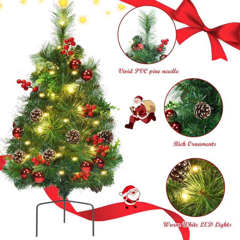 Load image into Gallery viewer, Goplus Set of 2 Pathway Christmas Trees, 2FT Pre-Lit Artificial Xmas Trees - GoplusUS