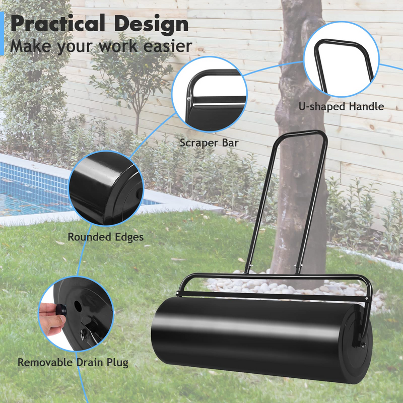 Load image into Gallery viewer, Lawn Roller Tow Behind Water Filled Push for Garden, Green - GoplusUS