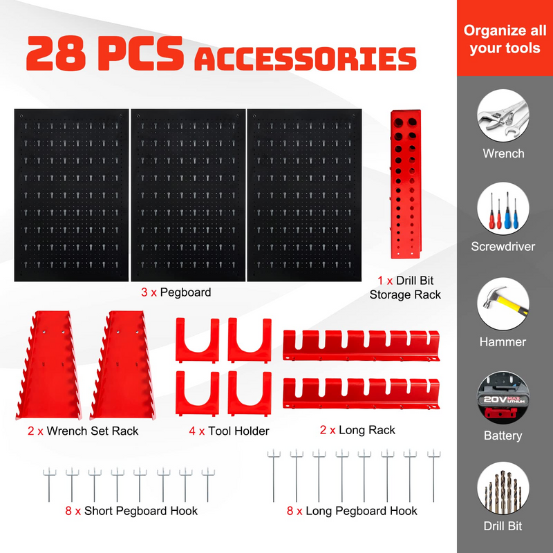 Load image into Gallery viewer, Goplus Pegboard Wall Organizer, 4ft Metal Garage Pegboard Tool Organizer - GoplusUS