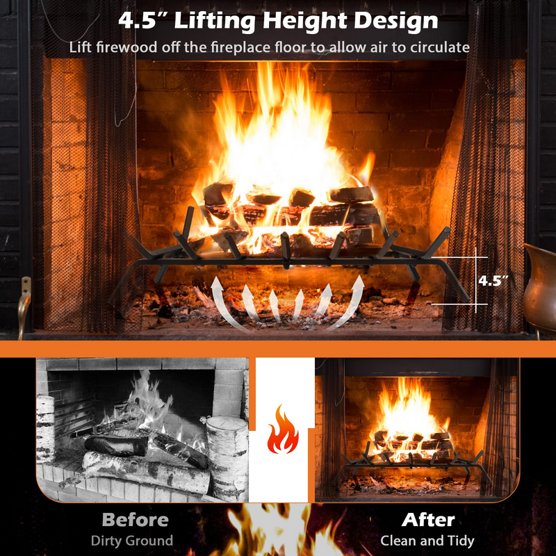 Load image into Gallery viewer, Goplus 31 Inch Fireplace Log Grate, Heavy Duty Steel Fireplace Log Holder with 3/4 Wide Solid Bars for Outdoor Kindling Tools Pit - GoplusUS