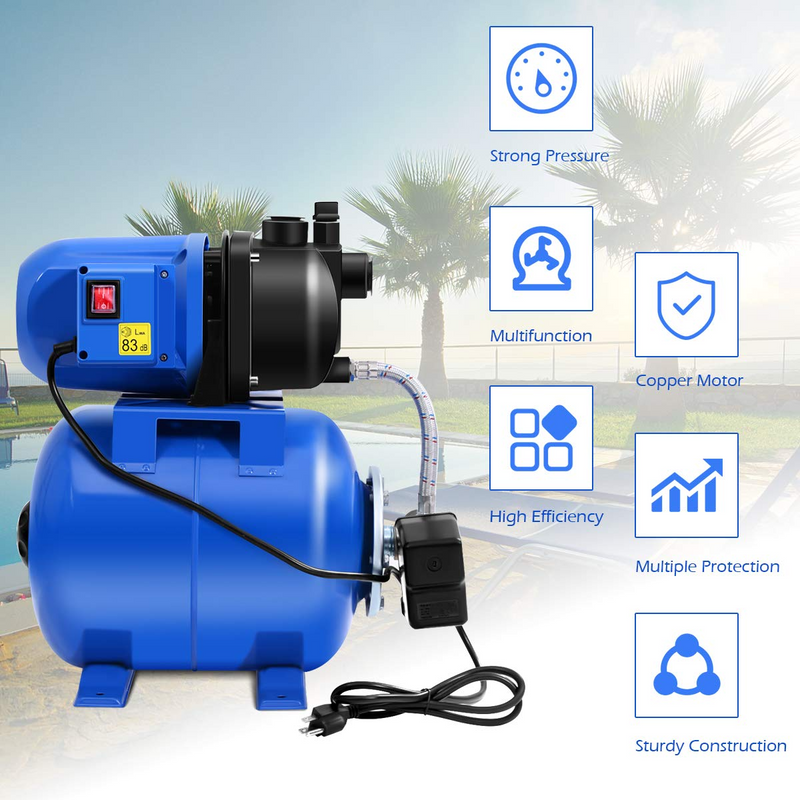 Load image into Gallery viewer, Goplus 1.6HP Shallow Well Pump & Tank Garden Water Pump Jet Pressurized Home Irrigation 1000GPH - GoplusUS