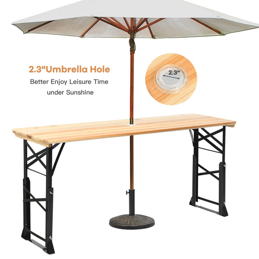 Goplus Folding Picnic Beer Table, Outdoor Camping Table - GoplusUS