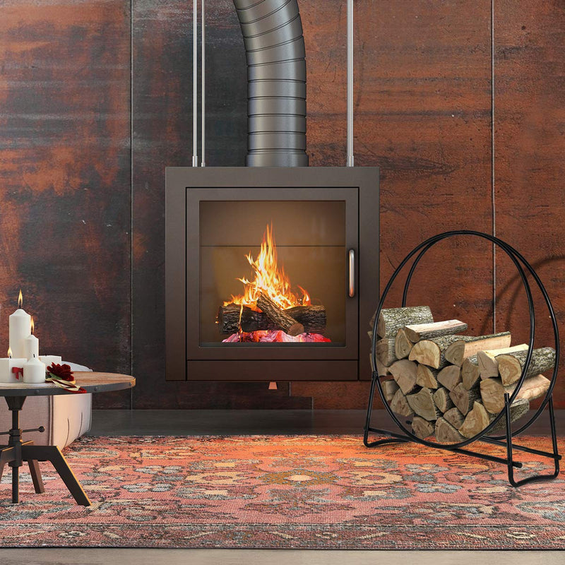 Load image into Gallery viewer, 41 Inch Firewood Log Hoop, Tubular Steel Log Holder, Heavy Duty Wood Storage Rack for Outdoor & Indoor, Fireplace Pit - GoplusUS