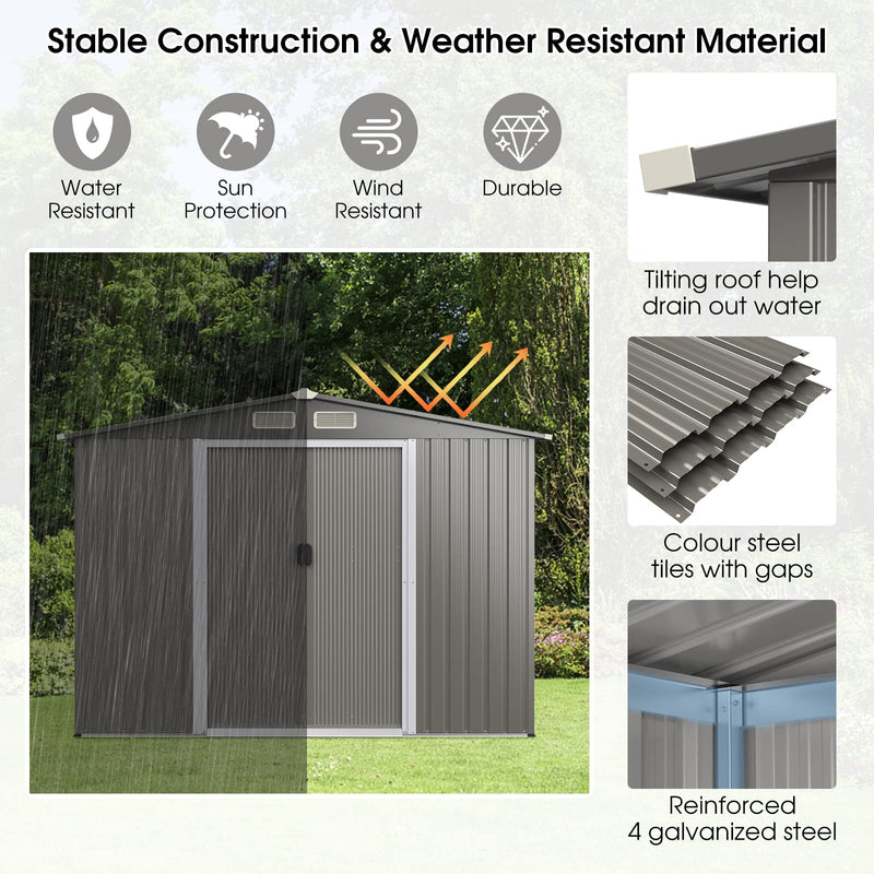 Load image into Gallery viewer, Goplus Outdoor Storage Shed, 8.5"x 6.8"x 6" Weather-Resistant Utility Tool Organizer w/Foundation