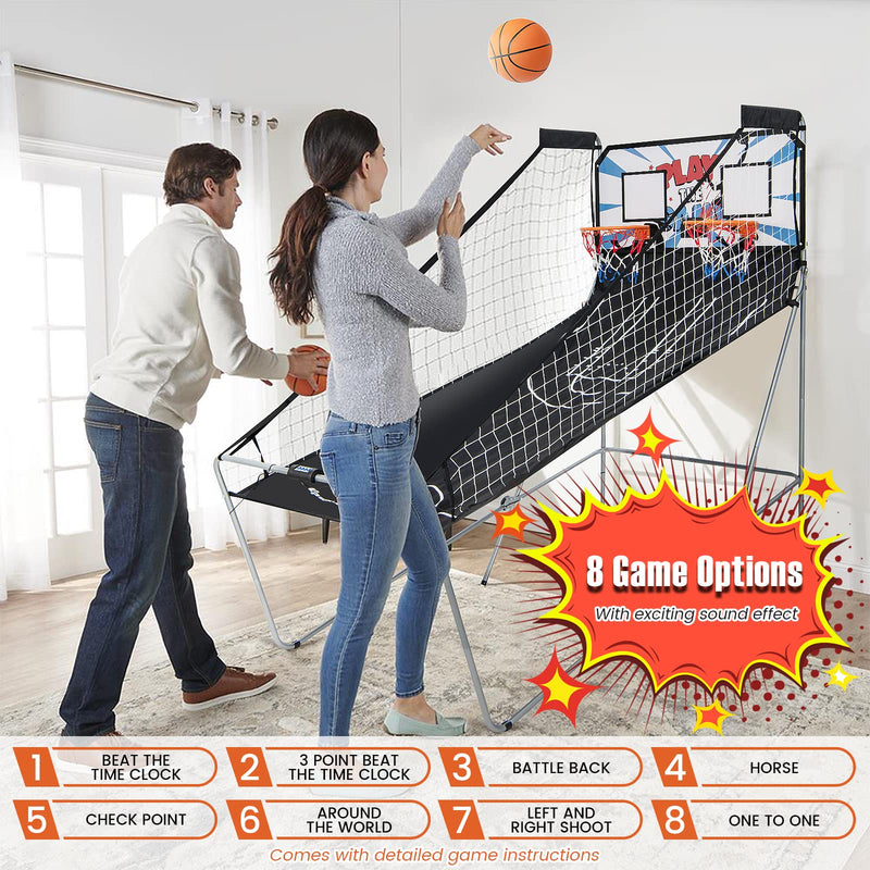 Load image into Gallery viewer, Goplus Foldable Dual Shot Basketball Arcade Game, Indoor Outdoor Basketball Game Machine