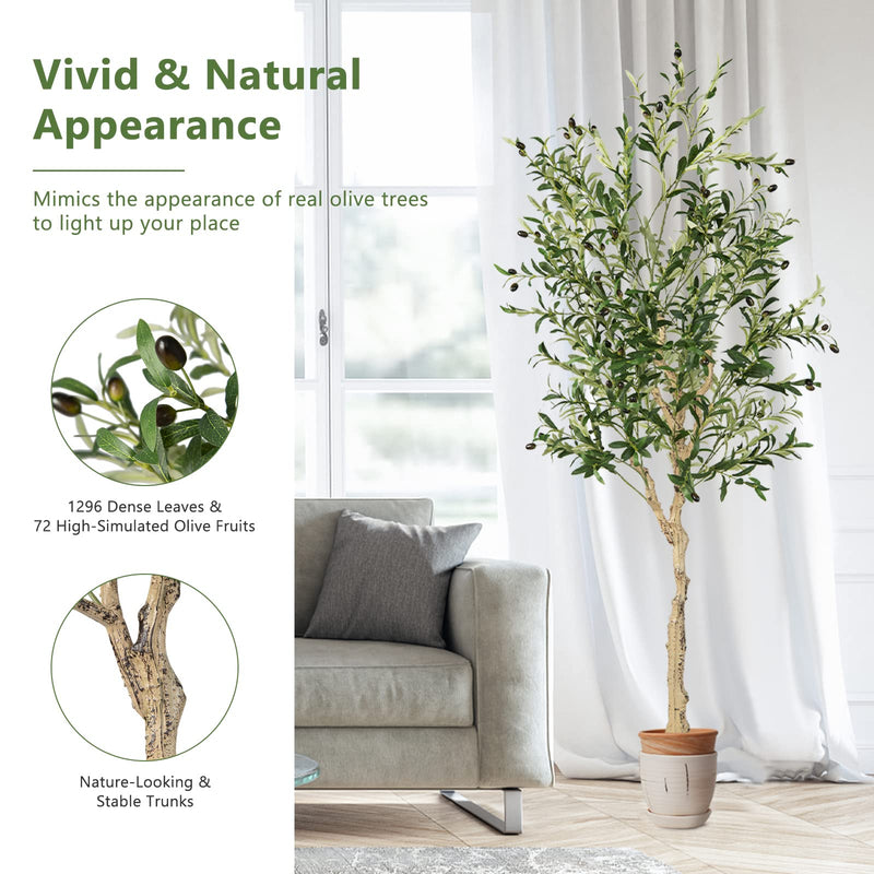 Load image into Gallery viewer, Goplus 6ft Artificial Olive Tree, Tall Fake Potted Olive Silk Tree with Planter