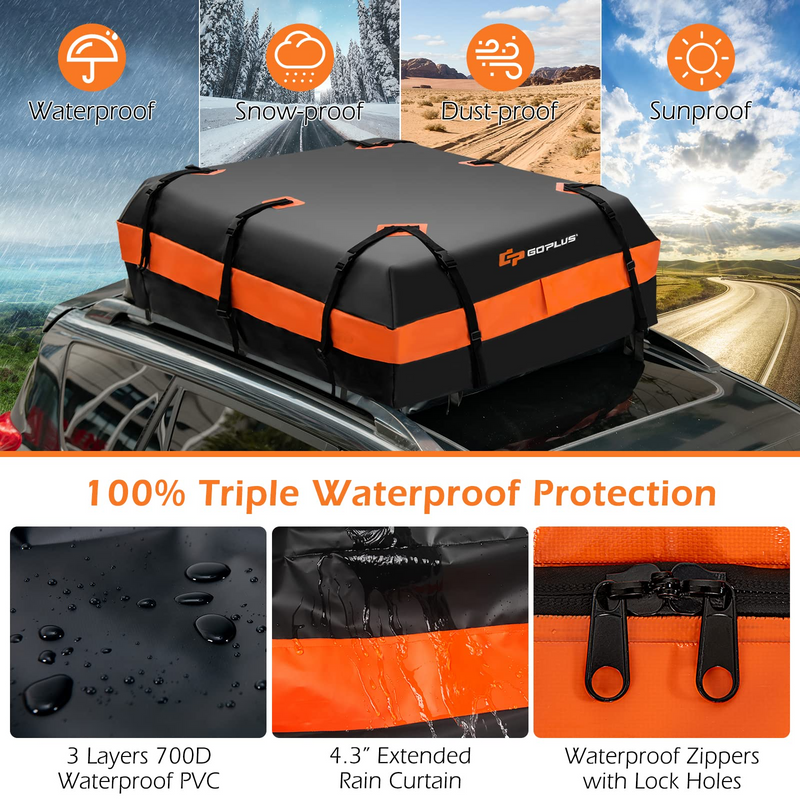 Load image into Gallery viewer, Goplus Car Rooftop Cargo Carrier Bag, 21 Cubic 100% Waterproof Soft Car Roof Bag for All Vehicles with/Without Rack - GoplusUS