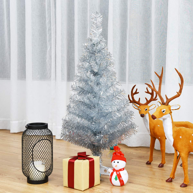 Load image into Gallery viewer, Goplus 3ft Silver Pencil Christmas Tree, Artificial Slim Tree - GoplusUS