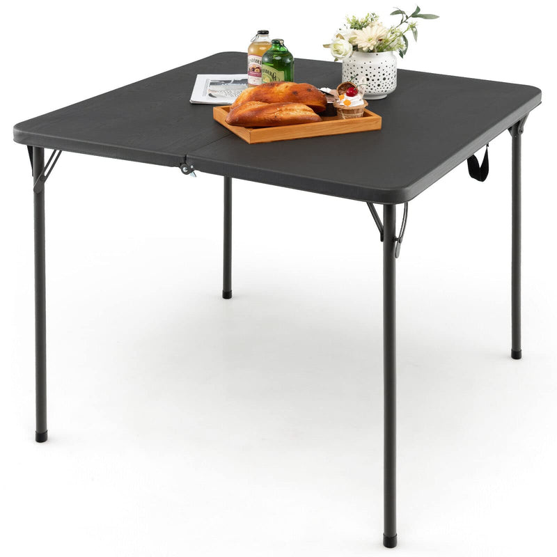 Load image into Gallery viewer, Goplus 34" Square Folding Table, Foldable Plastic Card Table, Portable Fold Up Table w/Handle, White Outdoor Utility Bi-Folding Commercial Table for Picnic - GoplusUS