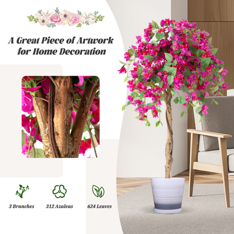 Load image into Gallery viewer, Goplus 4.5FT Bougainvillea Artificial Tree, Fake Potted Plant w/ 312 Flowers - GoplusUS