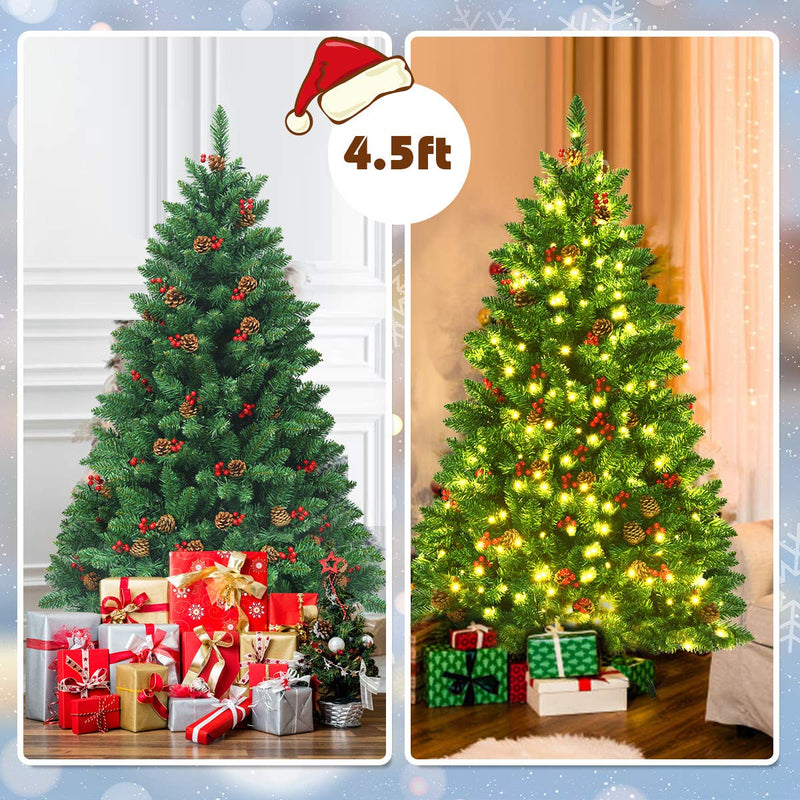 Load image into Gallery viewer, 4.5FT Pre-Lit Christmas Tree, with 516 Branch Tips, 300LED Lights - GoplusUS