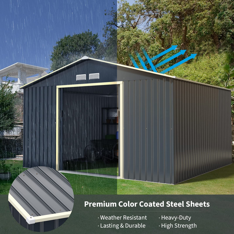 Load image into Gallery viewer, Goplus Storage Shed, Metal 11' X 10' Outdoor Building Organizer - GoplusUS