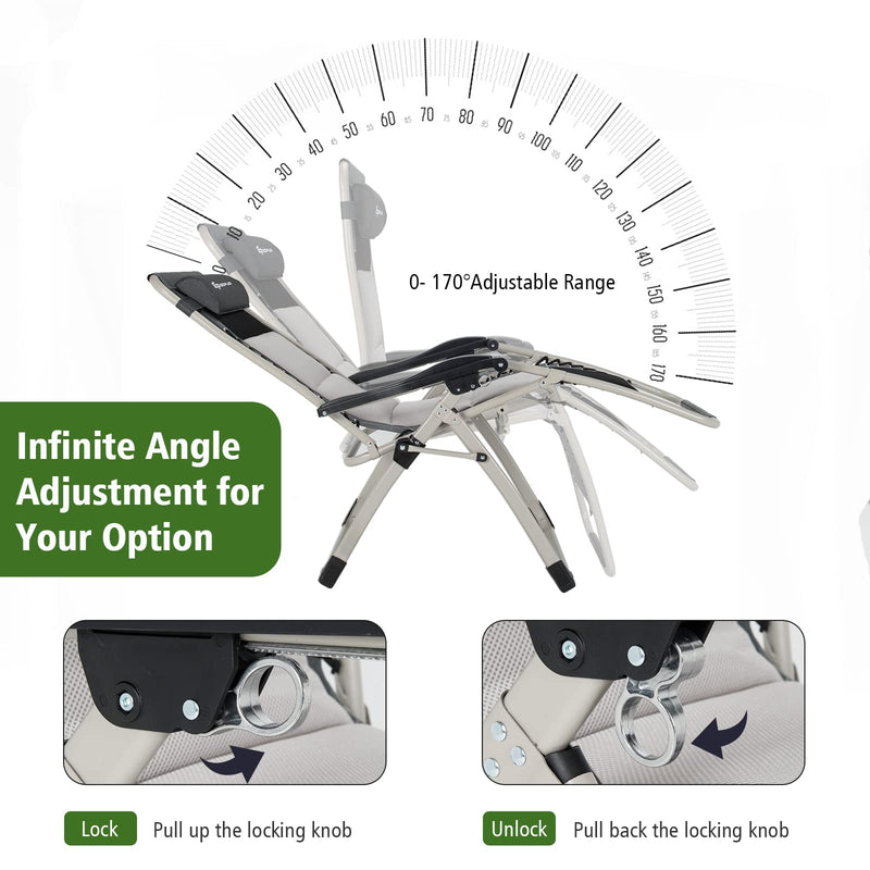 Load image into Gallery viewer, Folding Zero Gravity Chair, Removable Head Pillow, 660 lbs Weight Capacity - GoplusUS