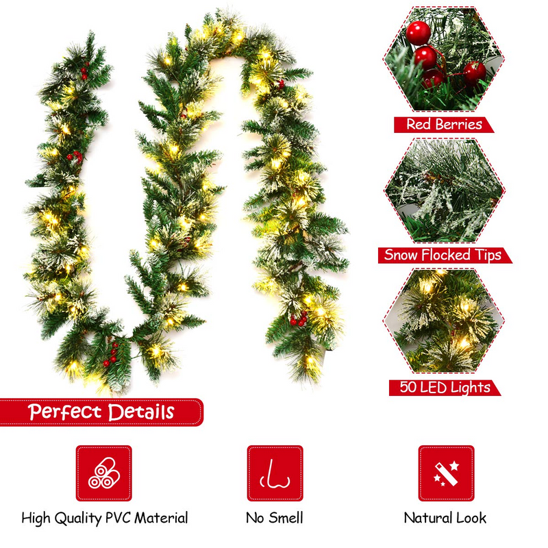 Load image into Gallery viewer, Goplus 9FT Pre-lit Christmas Garland, Artificial Christmas Pine Rattan w/Timer - GoplusUS