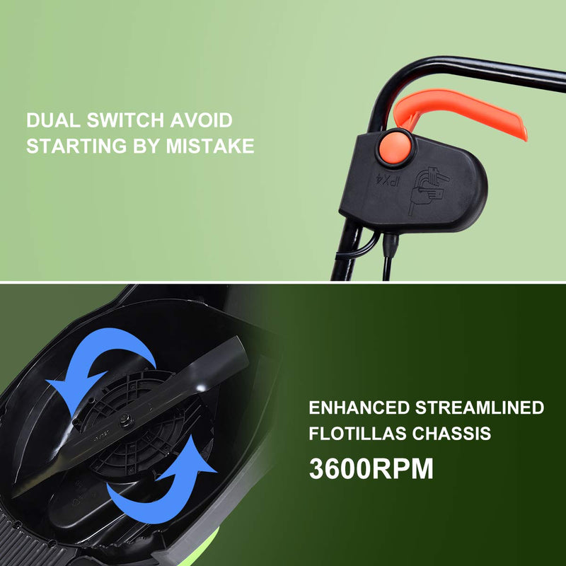 Load image into Gallery viewer, 14-Inch 12 Amp Lawn Mower w/Grass Bag Folding Handle Electric Push Lawn Corded Mower - GoplusUS