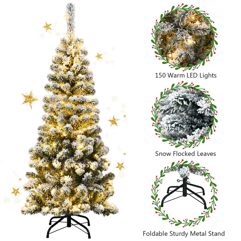 Load image into Gallery viewer, Goplus 4.5ft / 6ft / 7.5ft Artificial Snow Flocked Christmas Tree - GoplusUS