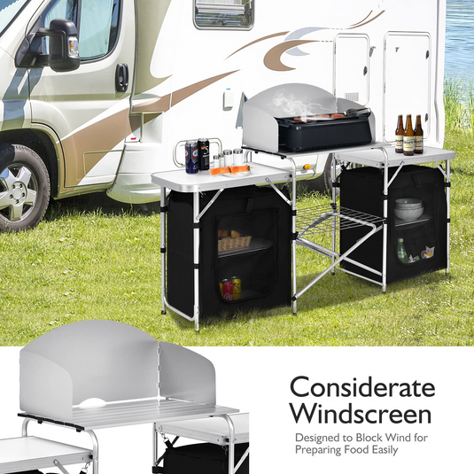 Goplus Folding Camping Kitchen Table with Storage - GoplusUS
