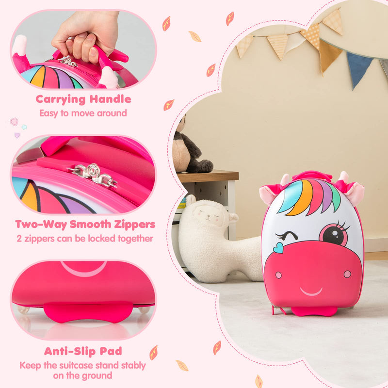 Load image into Gallery viewer, Goplus Kids Luggage, 16闂傚倸鍊搁崐鎼佸磹閻戣姤鍤勯柛顐f礀绾惧鏌曟繛鐐珔缁炬儳娼¢弻锛勪沪鐠囨彃濮堕梺杞扮閸婂綊濡甸崟顔剧杸闁规崘娉涢。娲⒑缂佹ɑ灏伴柛銊ユ健瀵顓奸崱妯侯潯闂佺粯顨呴悧婊兾熼崒娑氱瘈?Carry on Cuitcase with LED Wheels, Waterproof Hard Shell, Lightweight Rolling Luggage for Travel - GoplusUS