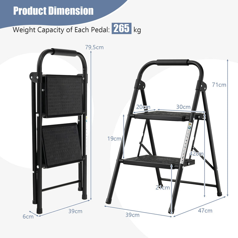 Load image into Gallery viewer, Goplus 2 Step Ladder, Folding Step Stool with Extra Wide and Anti-Slip Pedals
