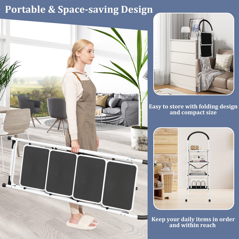 Load image into Gallery viewer, Goplus 4 Step Ladder, Folding Step Stool for Adults with Wide Non-Slip Pedal and Comfort Handgrip for Kitchen Closet Office - GoplusUS