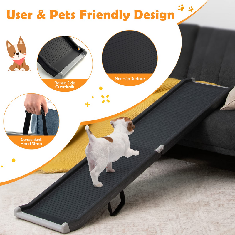 Load image into Gallery viewer, Goplus Dog Car Ramp, 63 Inch Folding Portable Pet Ramp for Large Dogs SUV Truck Bed w/ Side Rails & Safety Lock & Non-Slip Surface & Carry Handle - GoplusUS