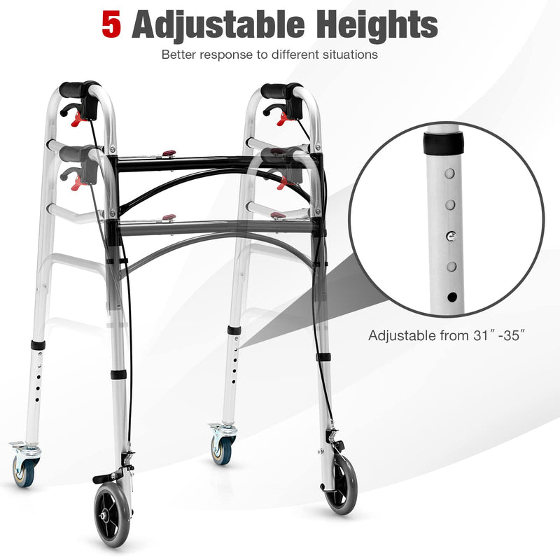 Load image into Gallery viewer, 2-Button Folding Walkers for Seniors, 4-in-1 Folding Walker - Goplus