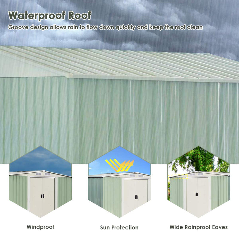 Load image into Gallery viewer, Galvanized Steel Outdoor Storage Shed 8.5X 8.5Ft Heavy Duty Tool House - GoplusUS