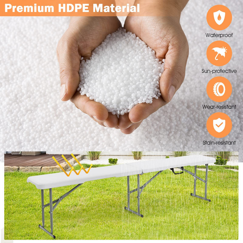 Load image into Gallery viewer, Goplus 6 Feet Plastic Folding Bench, Portable Foldable Bench Seat with 550 lbs Capacity - GoplusUS