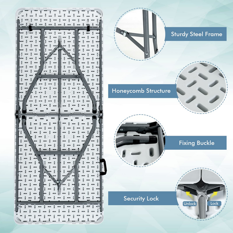 Load image into Gallery viewer, Goplus Folding Tables, 6ft Foldable Plastic Card Table, Portable Heavy Duty Fold Up Table w/Handle - GoplusUS