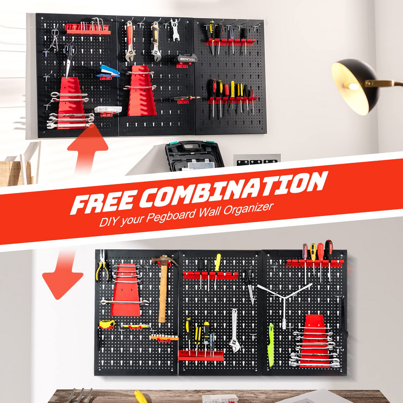 Load image into Gallery viewer, Goplus Pegboard Wall Organizer, 4ft Metal Garage Pegboard Tool Organizer - GoplusUS
