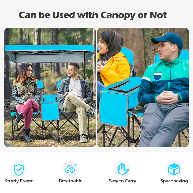 Load image into Gallery viewer, Goplus Double Camping Seat w/Shade Canopy - GoplusUS