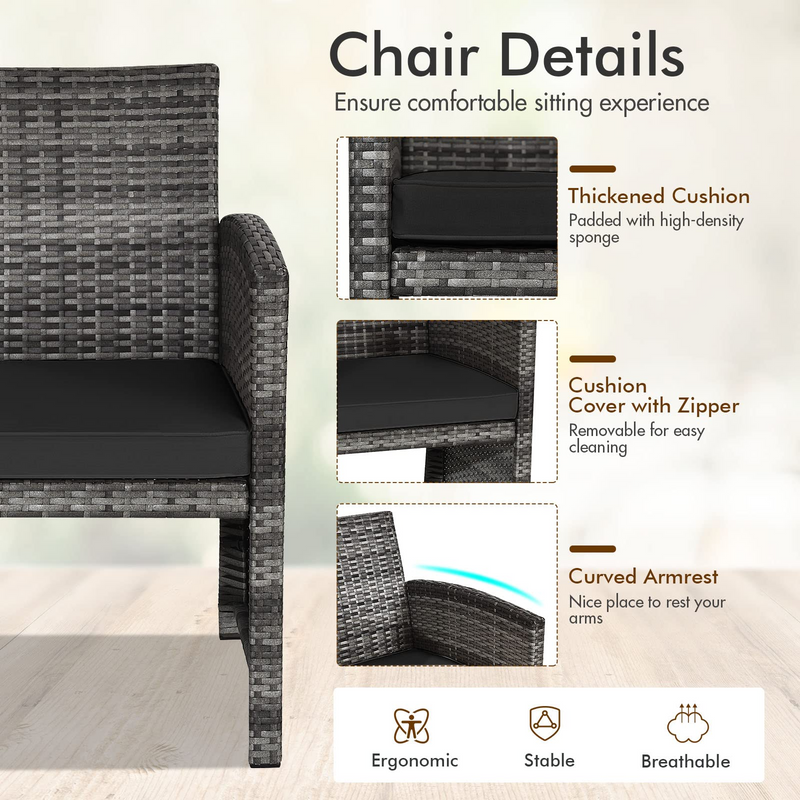 Load image into Gallery viewer, Goplus 4-Piece Rattan Patio Furniture Set, Wicker Rattan Furniture Set