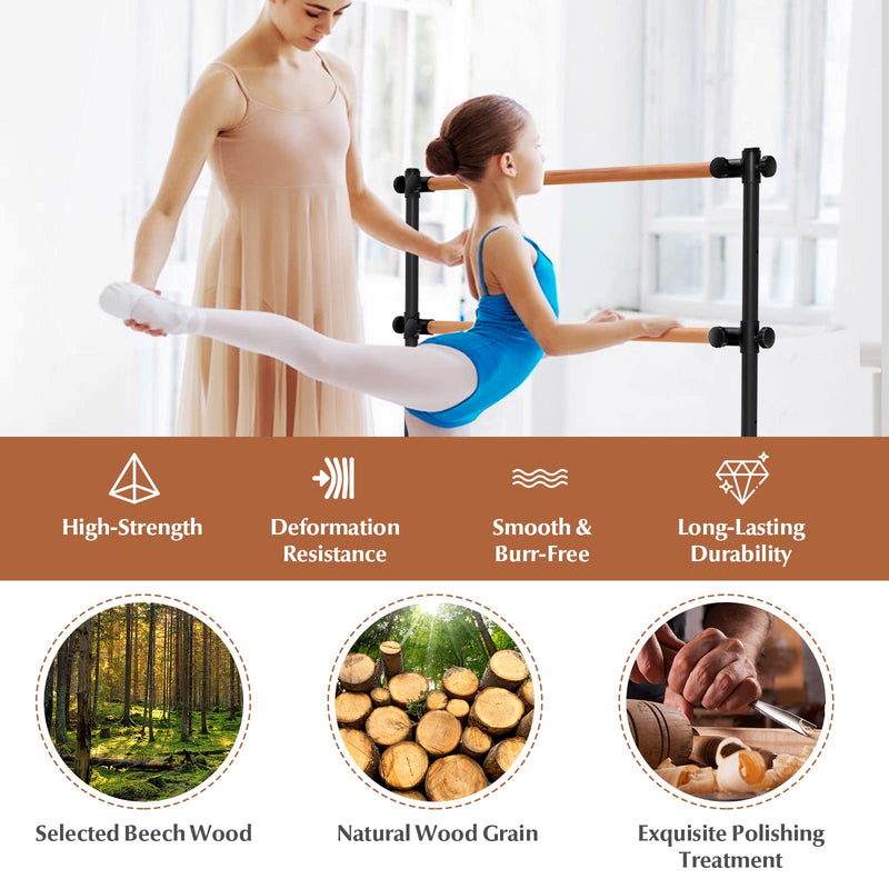 Load image into Gallery viewer, Goplus 4 FT Portable Ballet Barre, 46" Freestanding Adjustable Double Ballet Bar with Anti-Slip Base