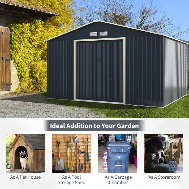 Load image into Gallery viewer, Goplus Storage Shed, Metal 11' X 10' Outdoor Building Organizer - GoplusUS