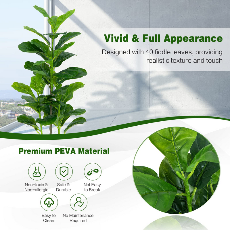 Load image into Gallery viewer, Goplus Fake Fiddle Leaf Fig Tree, 2-Pack 3.3 FT Tall Artificial Tree Greenery Plants in Pots W/40 Leaves - GoplusUS